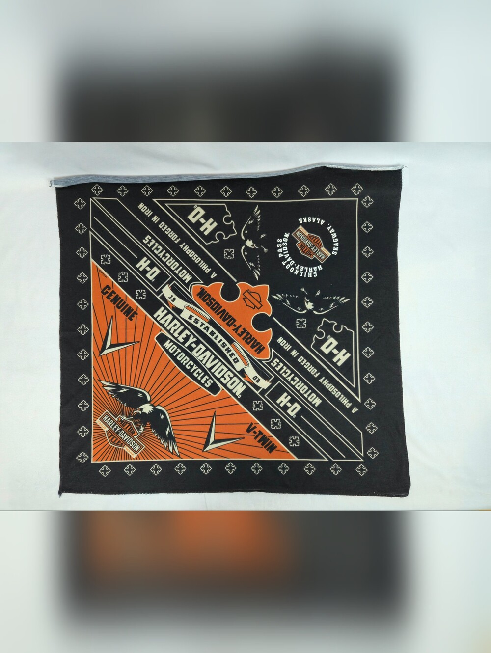 Harley-Davidson Black & Orange XL Bandana Scarf